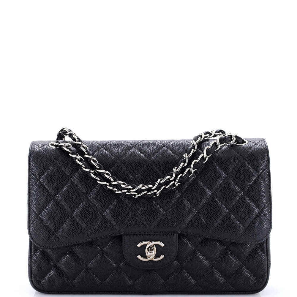 Chanel Jumbo Vintage Classic Double Flap Bag Quilted Caviar